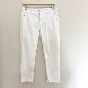 Frank & Eileen Wicklow White Italian Cotton Chino Pants Raw Hem Size 4 USA Made